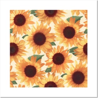 Happy Orange Sunflowers Posters and Art